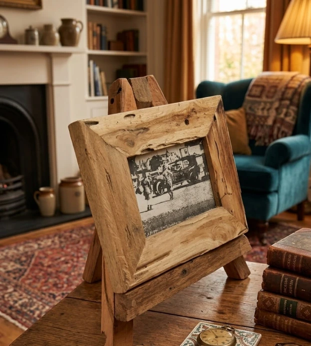 Rustic wooden photo frame home decoration